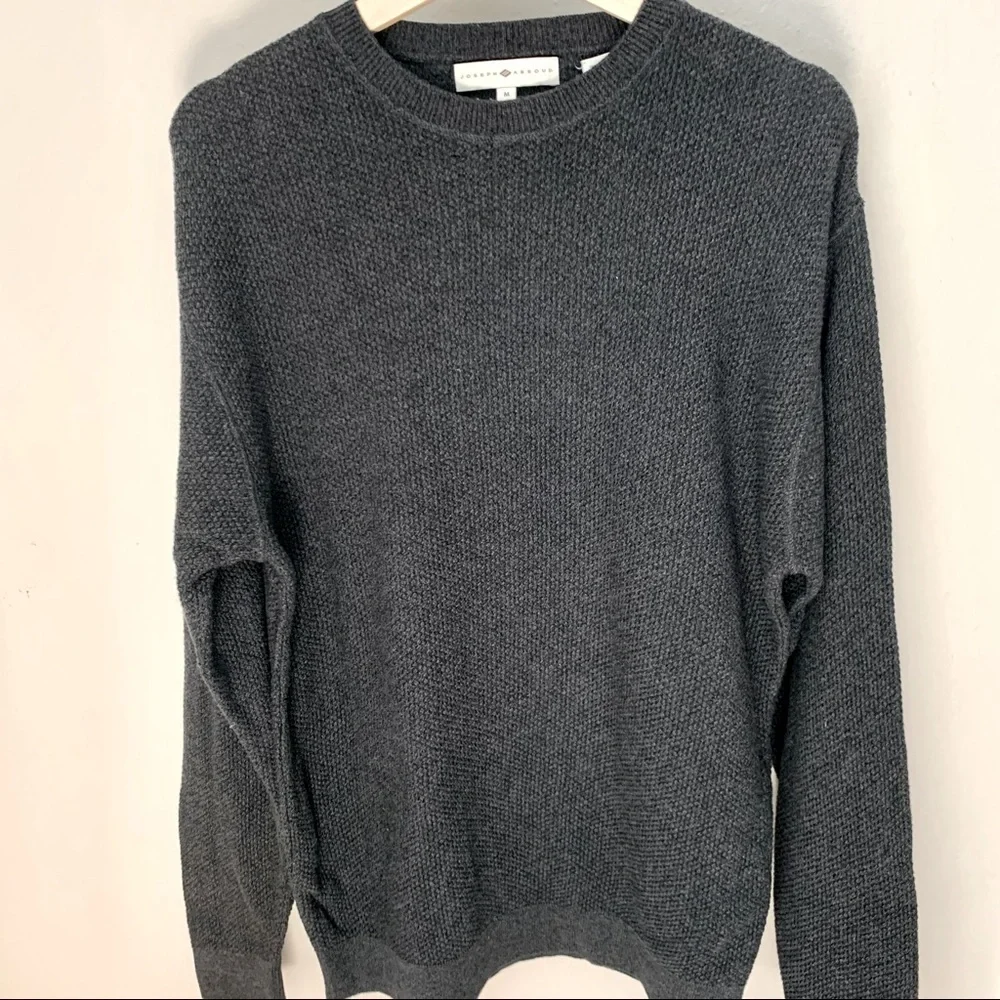 JOSEPH ABBOUD Crewneck Sweater 100% Cotton Textured Knit Grey Pullover Size M